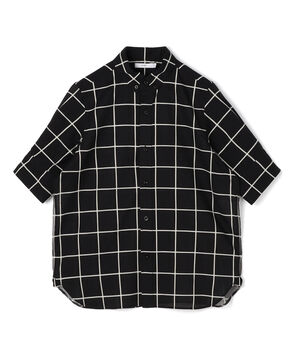 HYKE SHEER BACK WINDOWPANE SHORT SLV ウインドウペンチェック ブラウス