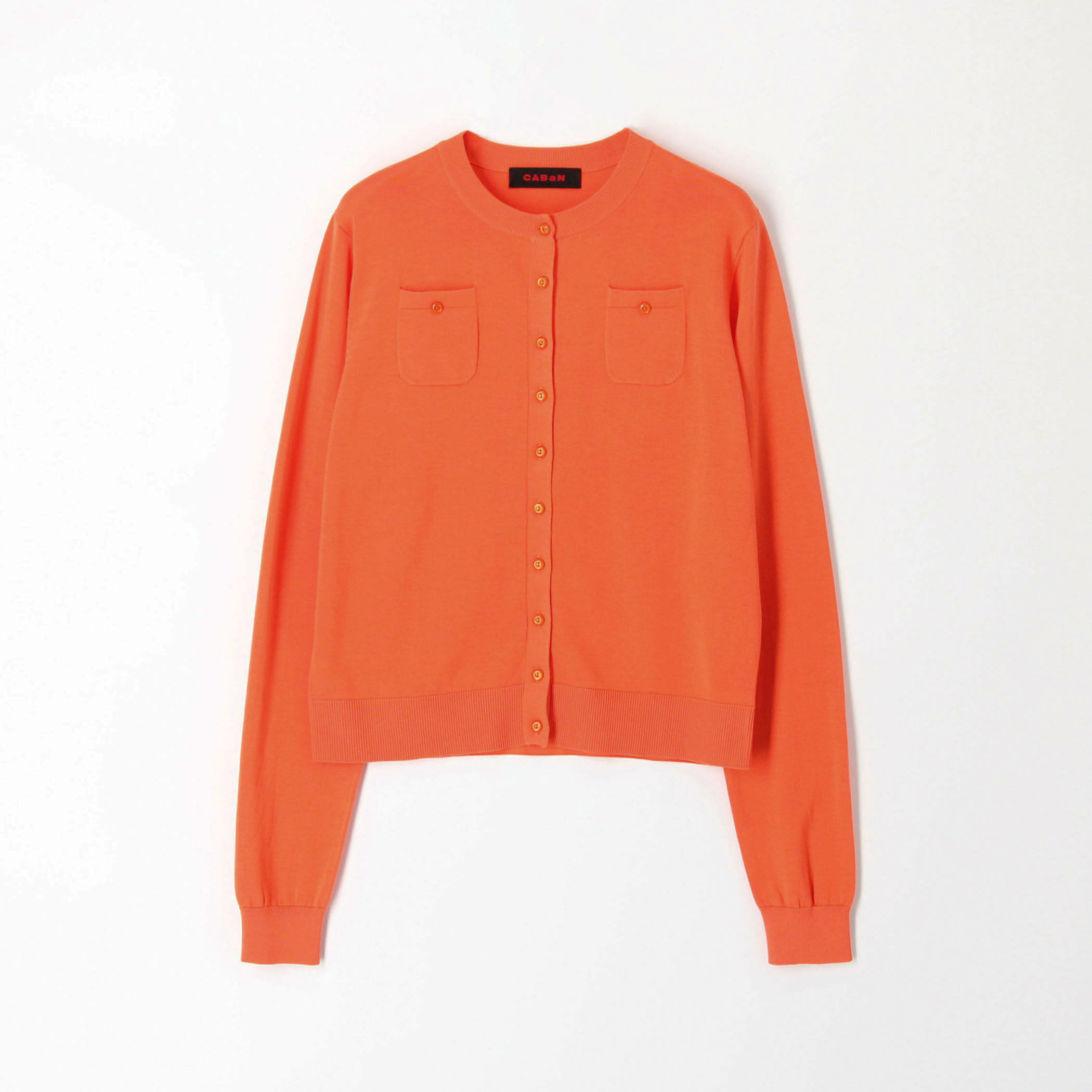 □CABaN コットン ロングスリーブポケットカーディガン