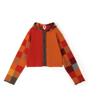 YANYAN CHECK HOODIE チェック フーディーカーディガン