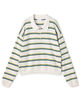 カシミヤシルク ボーダーポロプルオーバー