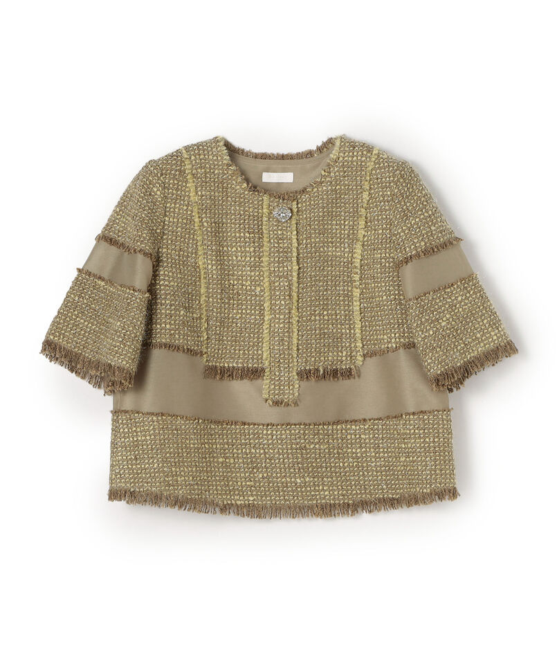 ■ブロッキングツイード ハーフスリーブプルオーバー