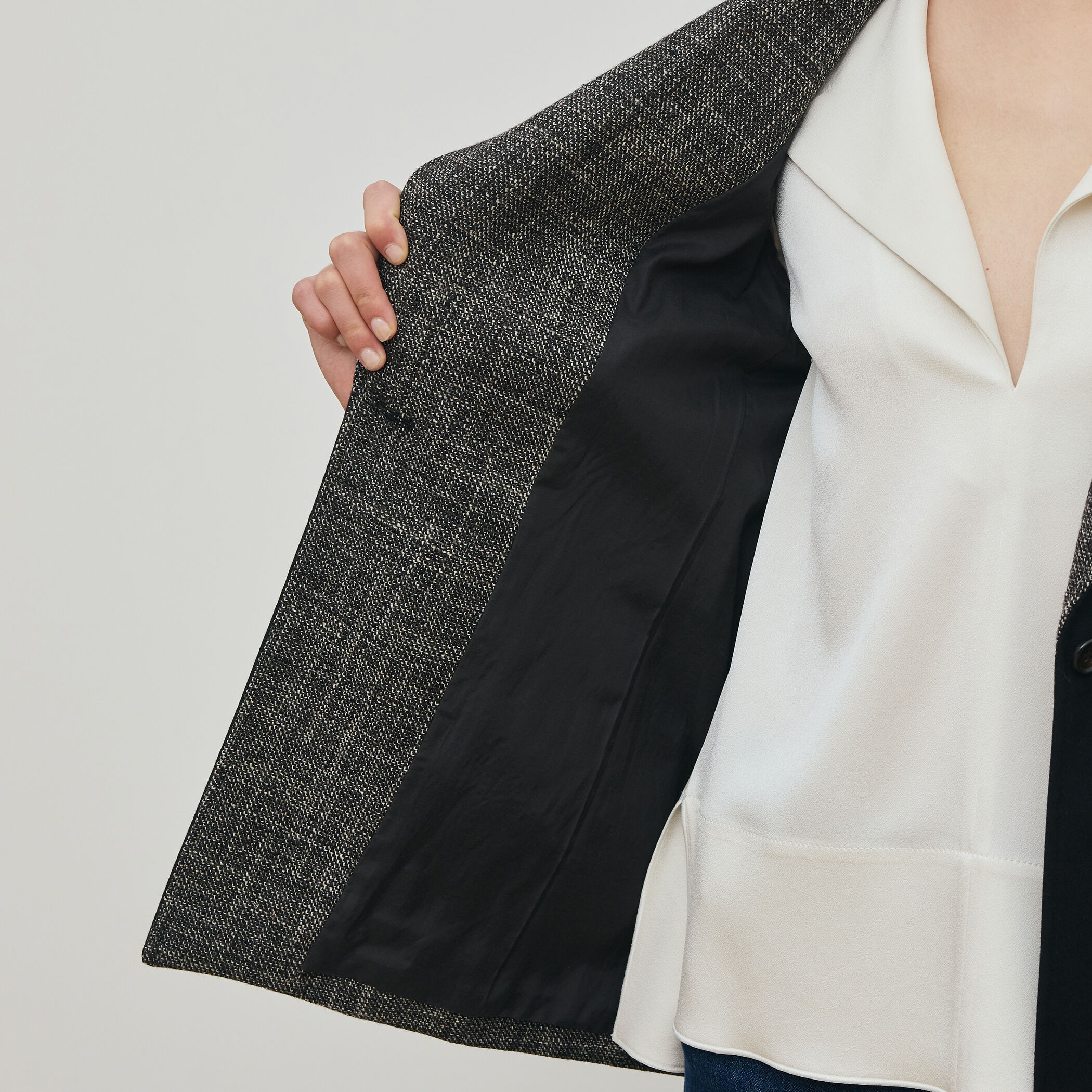 ウールリネンツイード バイカラージャケット｜トゥモローランド 公式通販