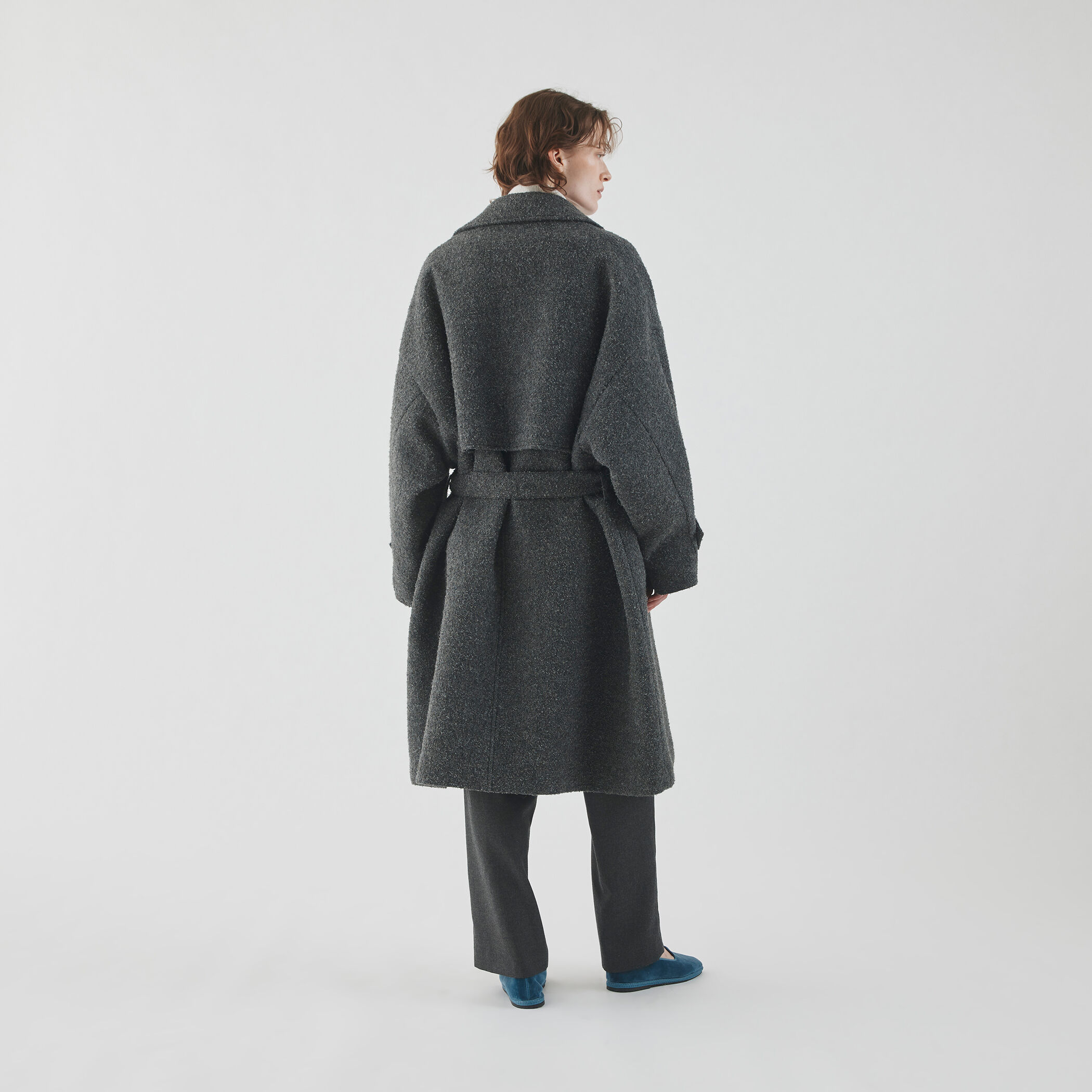 美品✨ pas de calais フードウールコート チャコール 38 リブ袖 美品✨ pas de calais フードウールコート チャコール 38 リブ袖