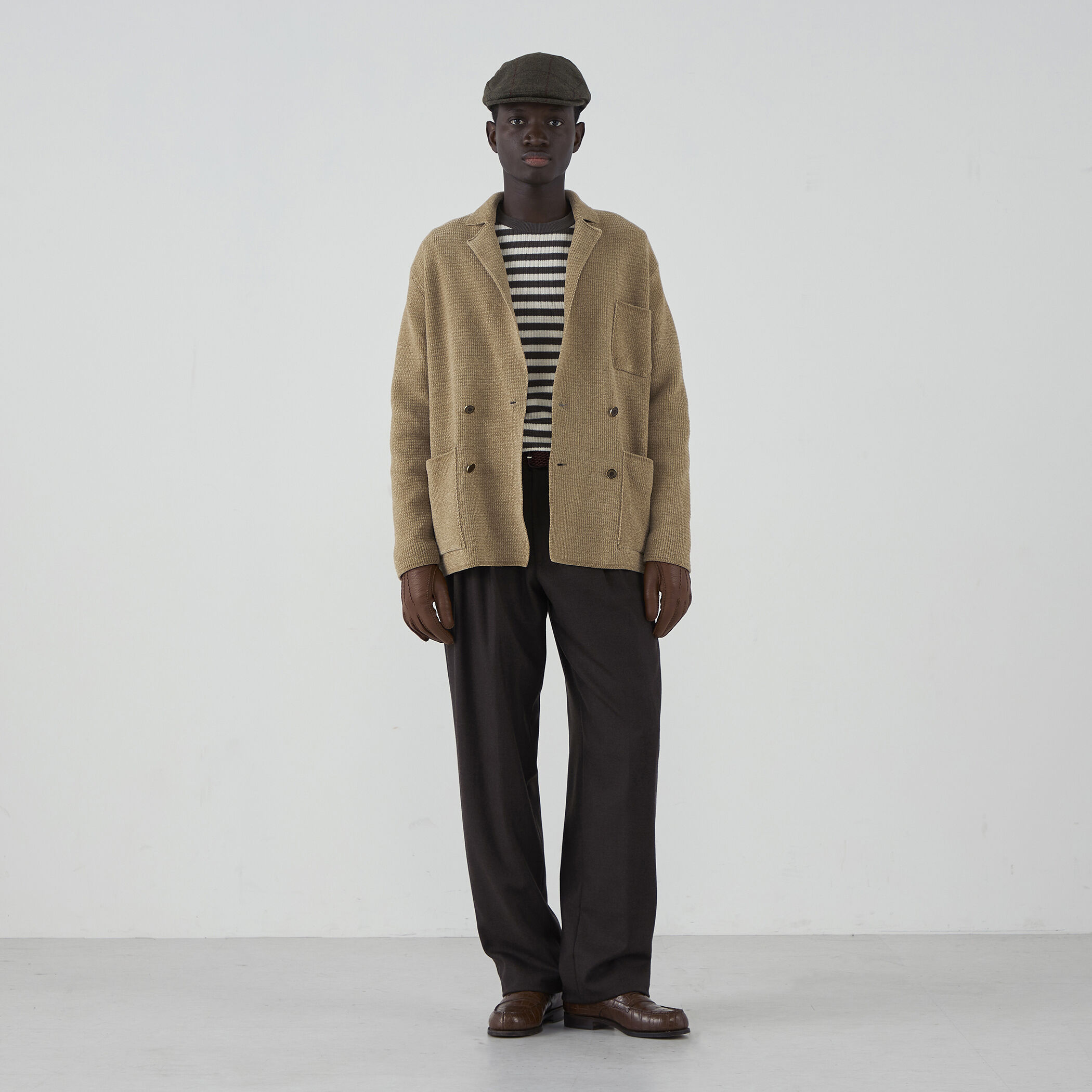 ポリエステルシェニールヤーン ダブルブレステッドニットジャケット