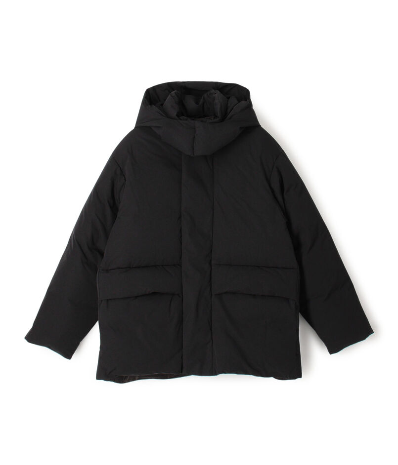 ポリエステル フーデッドダウンジャケット