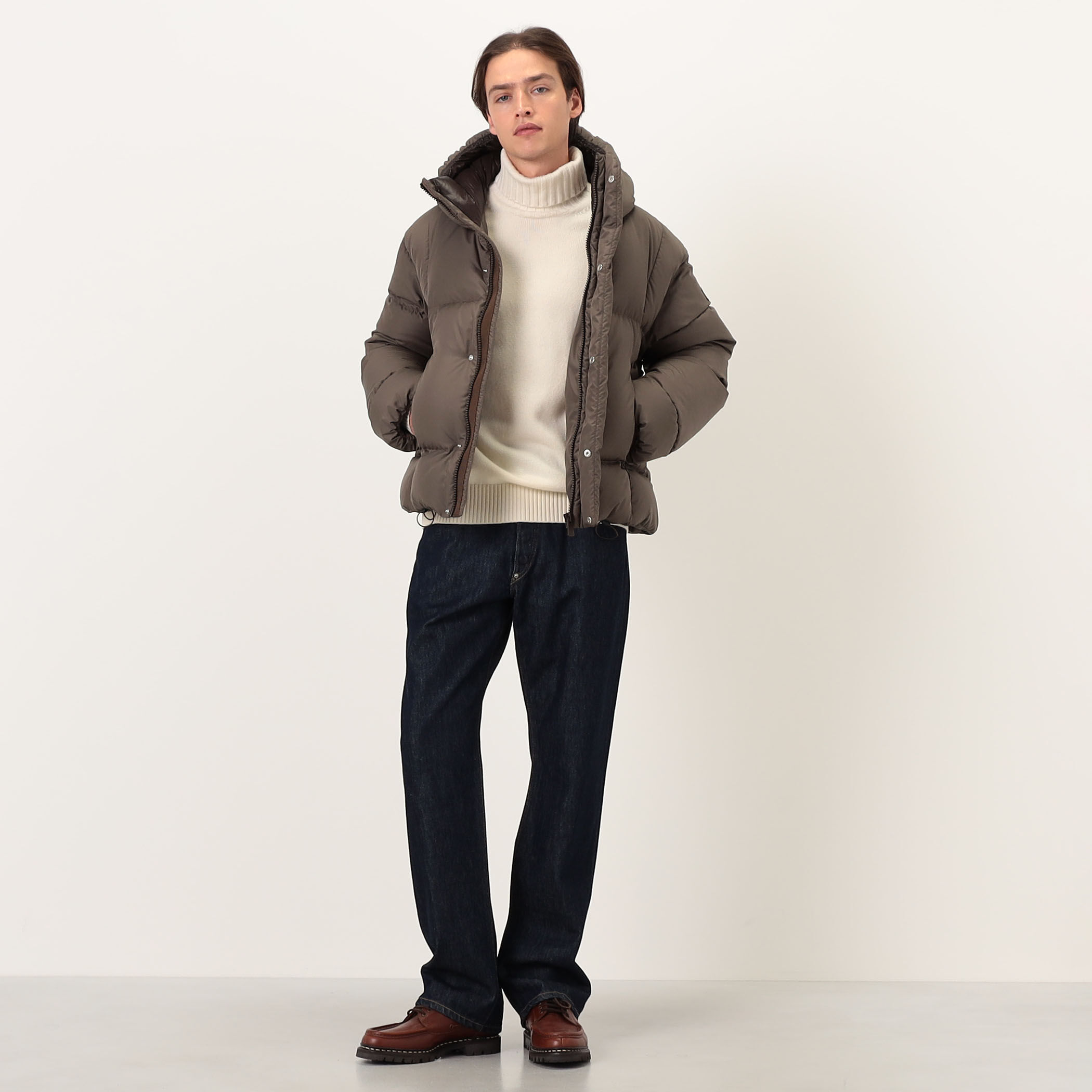 3862 美品 希少L トゥモローランド ダウンジャケット カシミヤ混 2way セール】 カシミヤジャージー シングルブレステッド2Bジャケット LORO