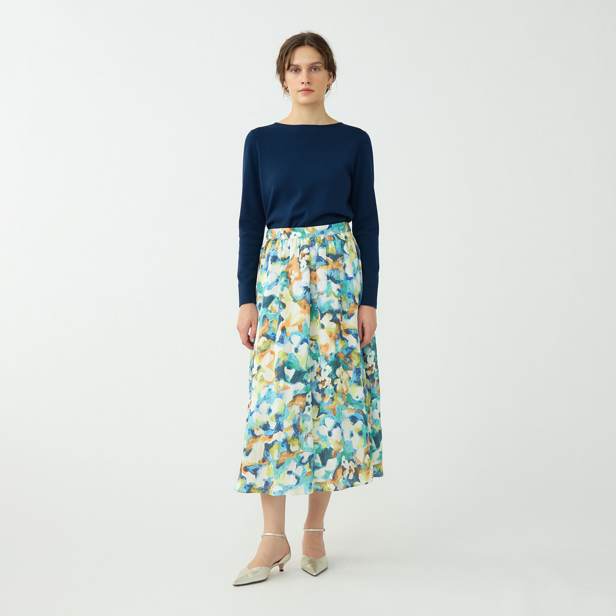 ミスティーフラワープリント ボリュームギャザースカート