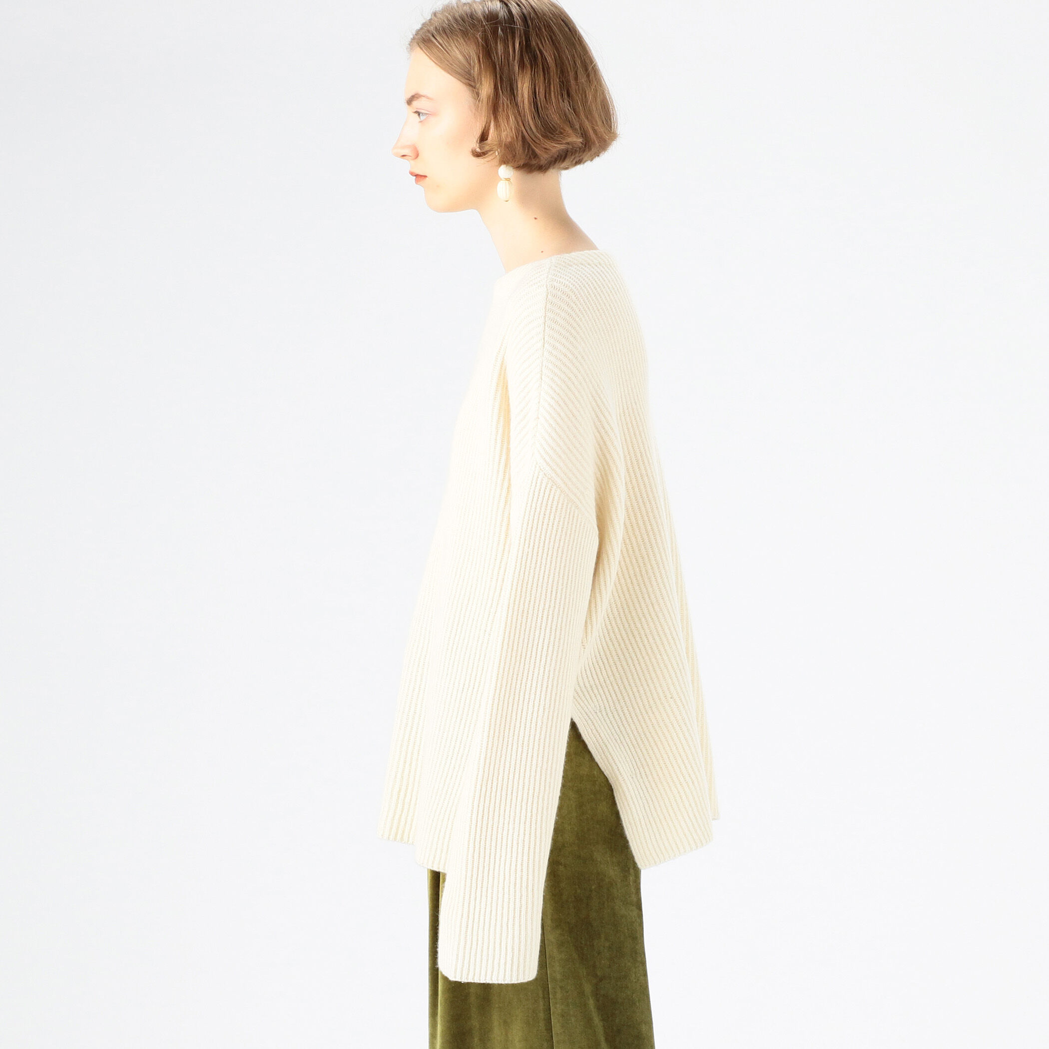 ウールセーブルカシミヤ 2-wayボートネックプルオーバー