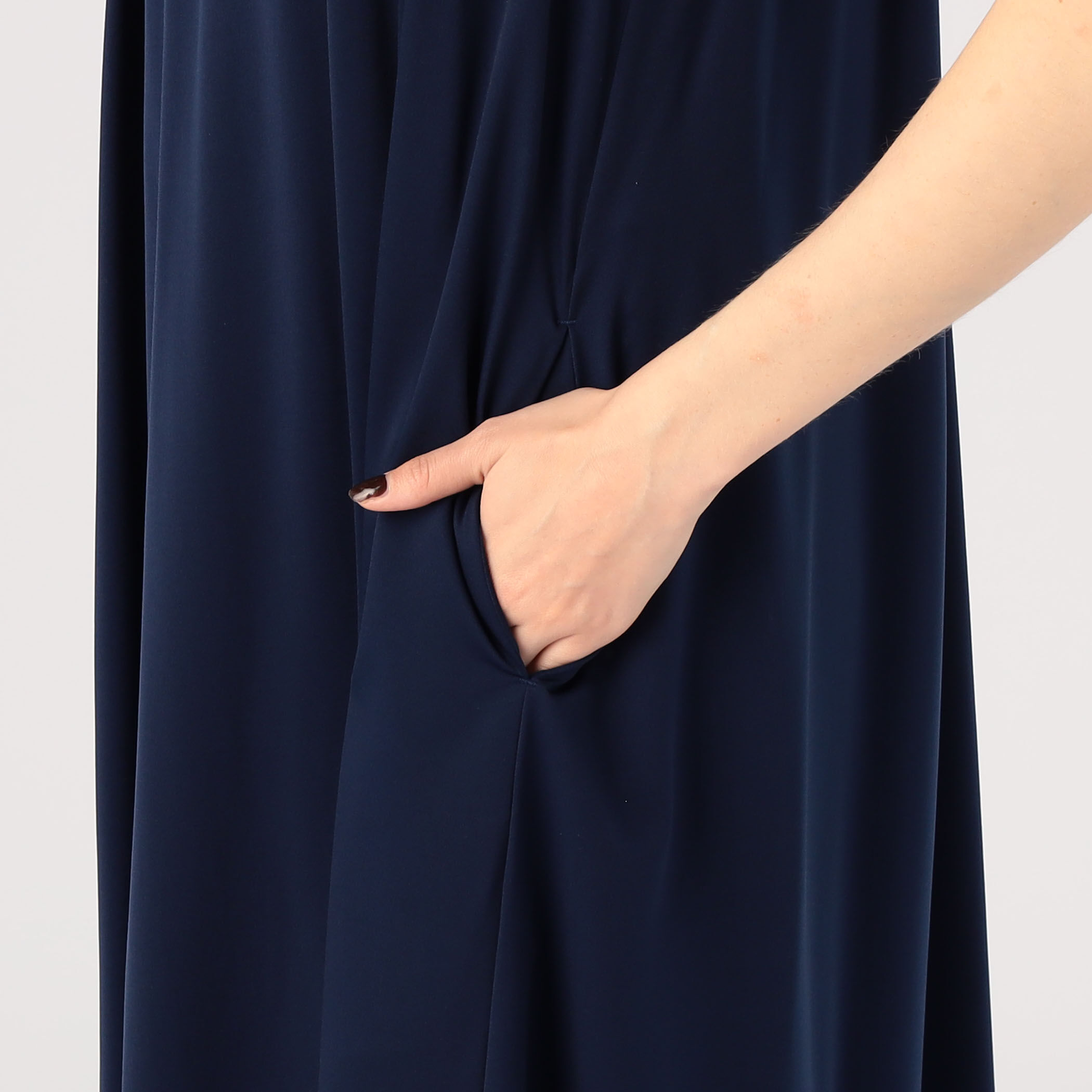 最終値下げ　CABaN キュプラポリエステルジャージー ギャザーワンピース 美品 最終値下げ CABaN キュプラポリエステルジャージー ギャザー