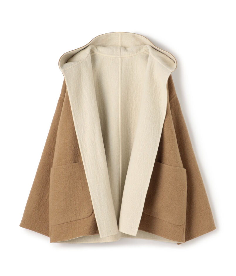 シープライクダブルフェイス フーデッドコート