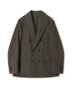 ウールアクリルナイロンストライプ ダブルブレステッド6Bジャケット