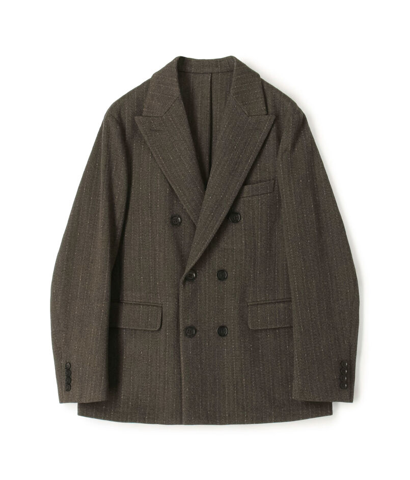 ウールアクリルナイロンストライプ ダブルブレステッド6Bジャケット