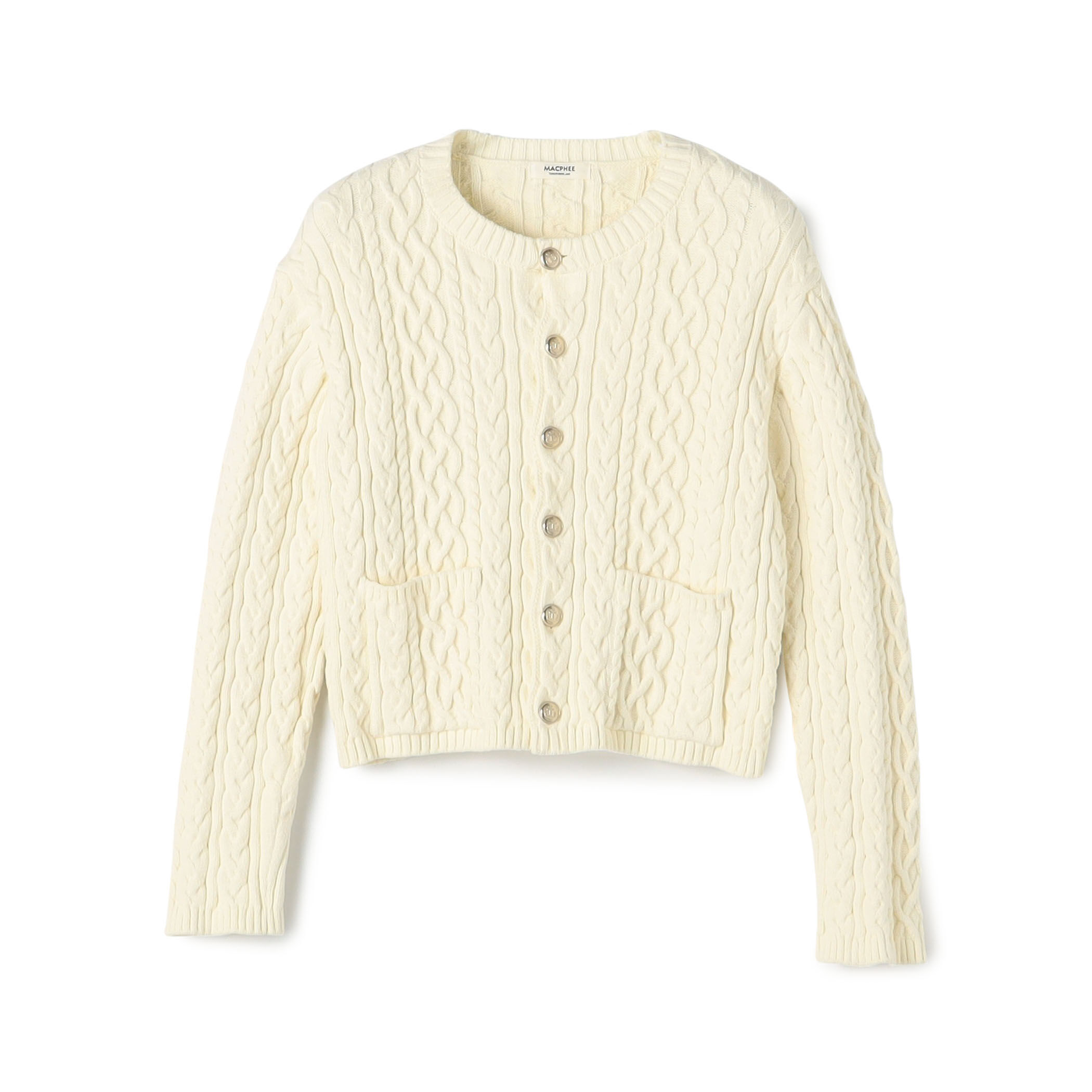 ハイブリットコットンケーブル クルーネックカーディガン