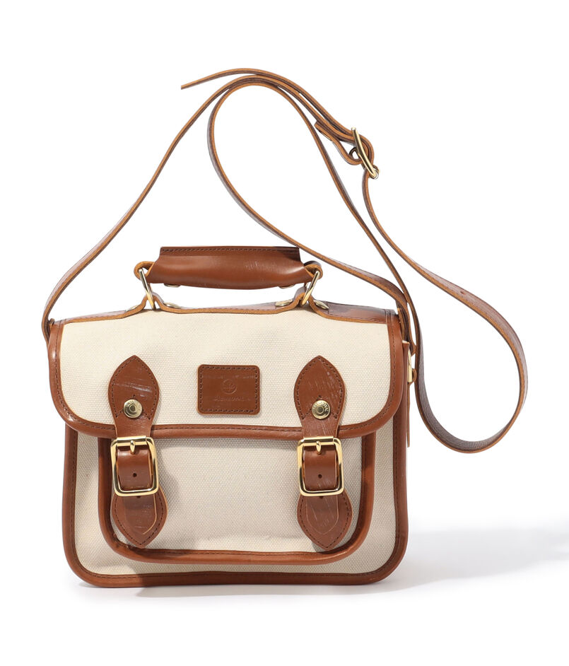 GLENROYAL ブライドルレザー&times;キャンバス サッチェルバッグ