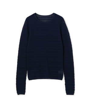 コットンポリエステルアセテートリブ ラウンドネックプルオーバー