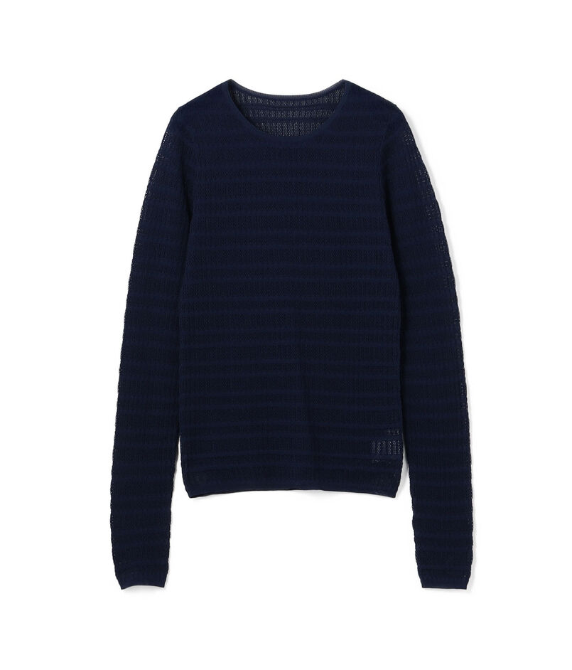 コットンポリエステルアセテートリブ ラウンドネックプルオーバー