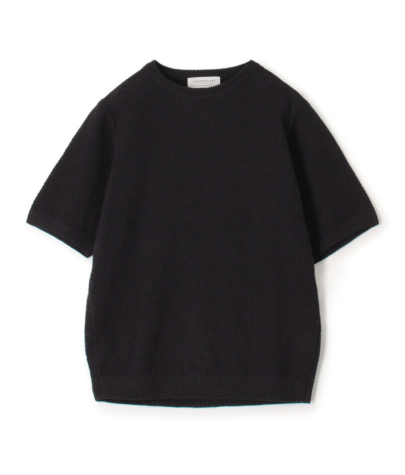 TOMORROWLAND tricot コットンリネン モスステッチ柄クルーネック半袖ニット