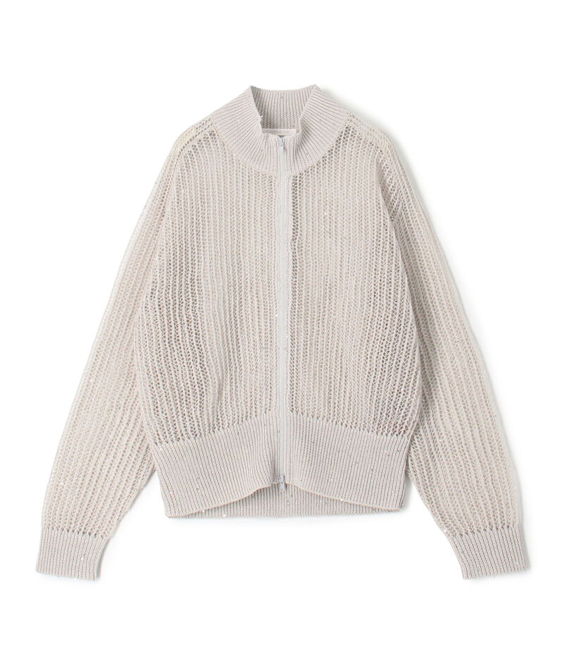 パイエットオープンワークコットン トラックジャケット