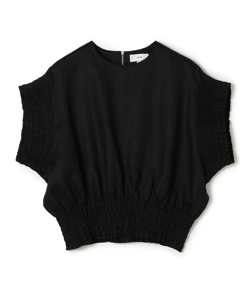 HYKE LINEN SHIRRED BLOUSE リネン シャーリングブラウス