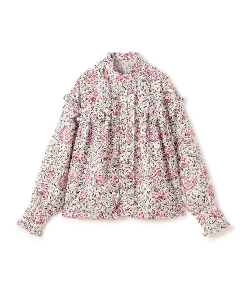 ラメカットジャカード カラーフリルブラウス