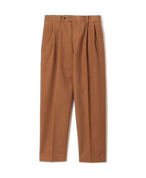 コットンシルクモールスキン 1プリーツ テーパードパンツ