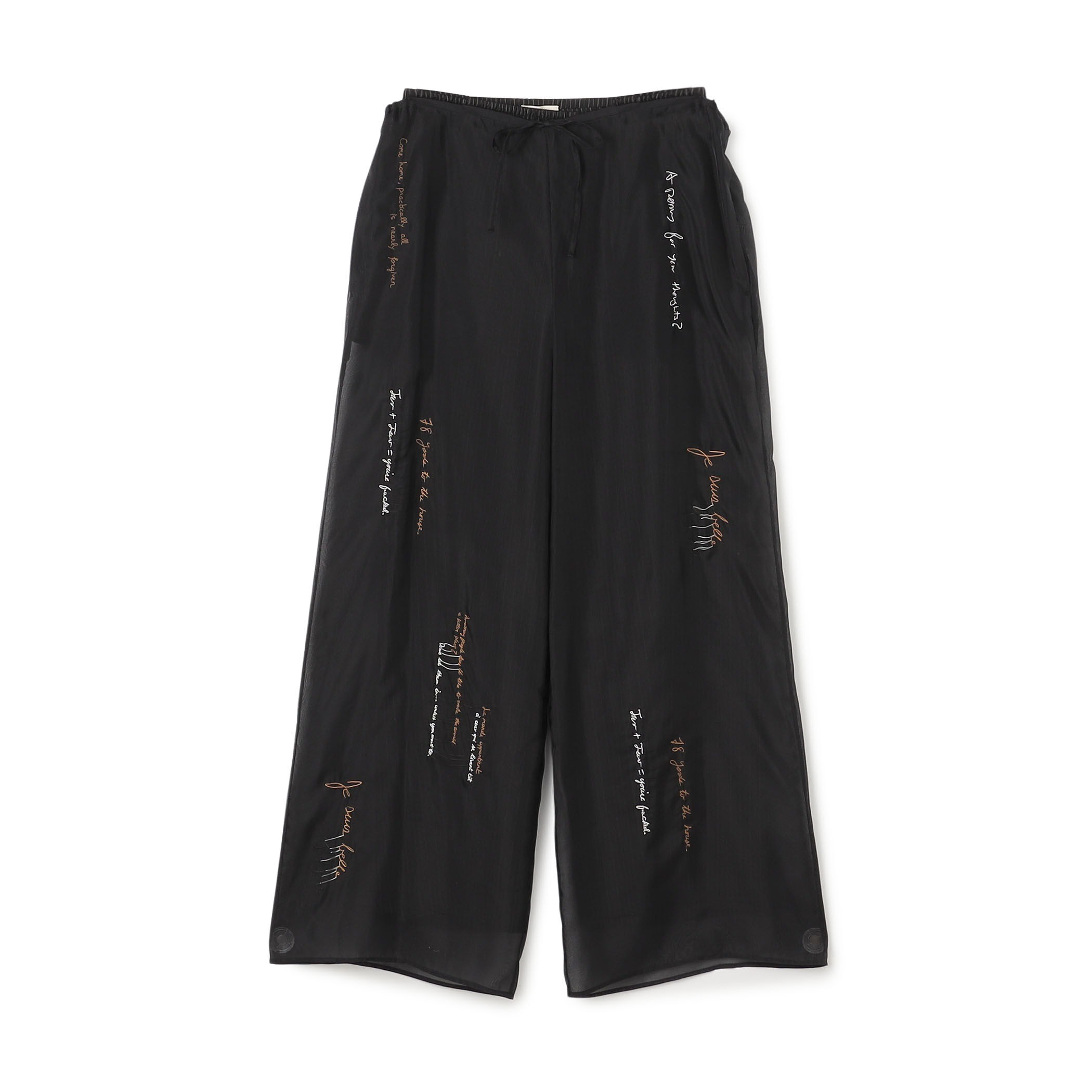 メッセージエンブロイダリー ドローストリングパンツ