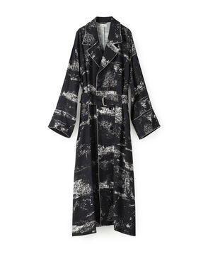 レーヨンモノトーンプリント ロングローブコート