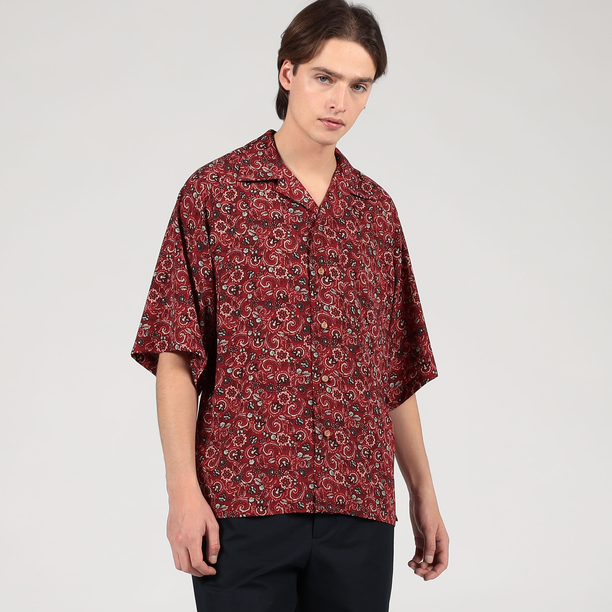 別注】m's braque ポリエステル オープンカラー ハーフスリーブシャツ