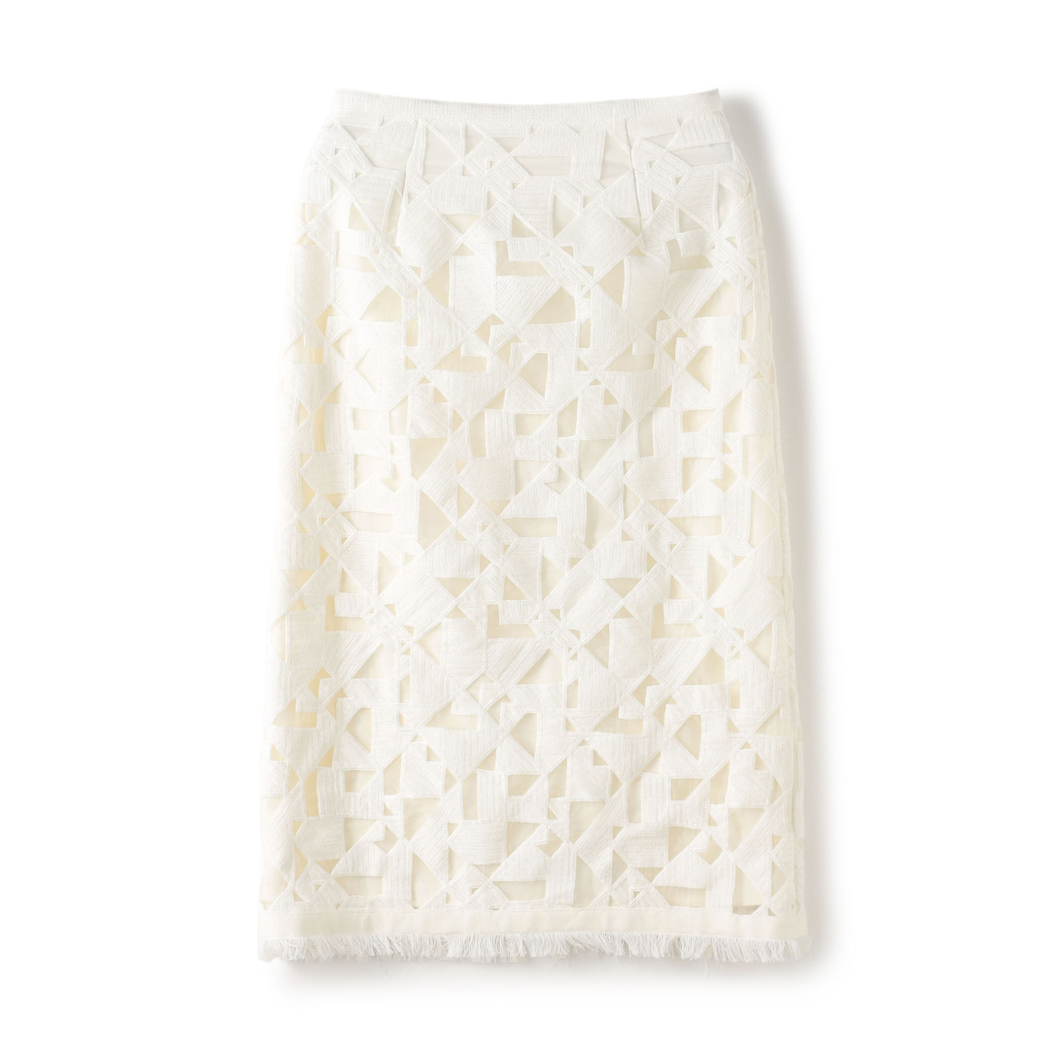 モザイクモチーフエンブロイダリー Iラインミディスカート