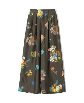シルク BOUQUETプリント 2タックワイドパンツ