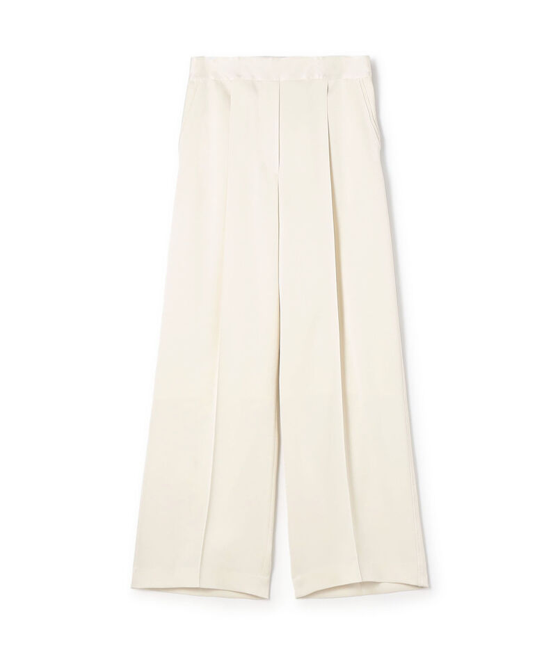 サテンジョーゼット タックワイドパンツ