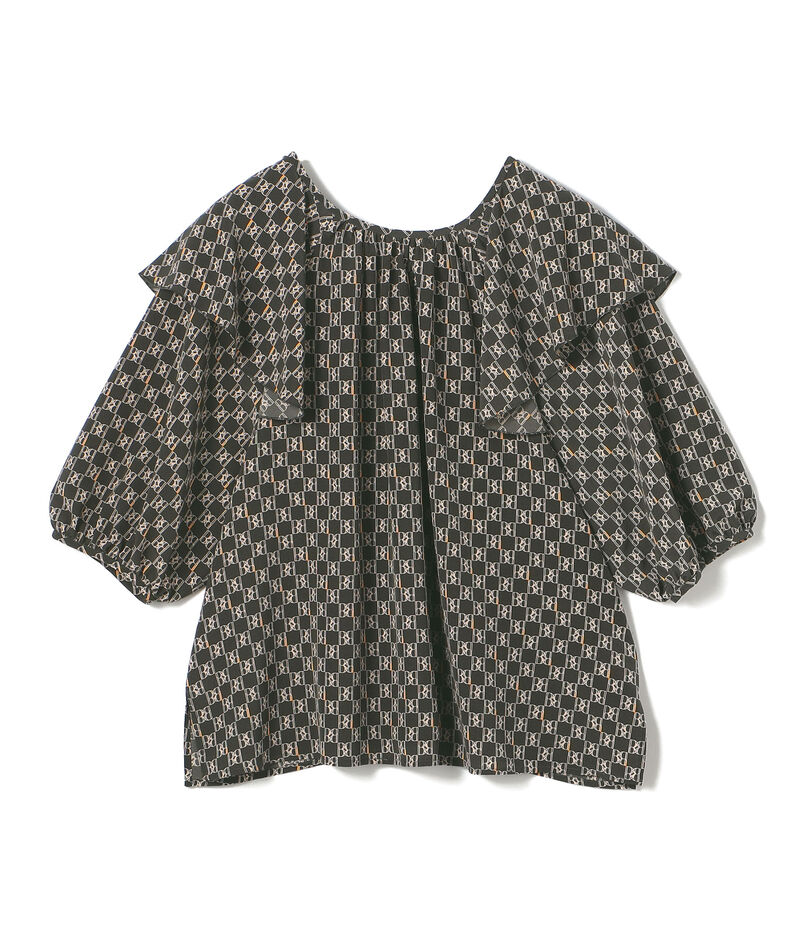 ■BBタイポグラフィプリント フロンタブルブラウス