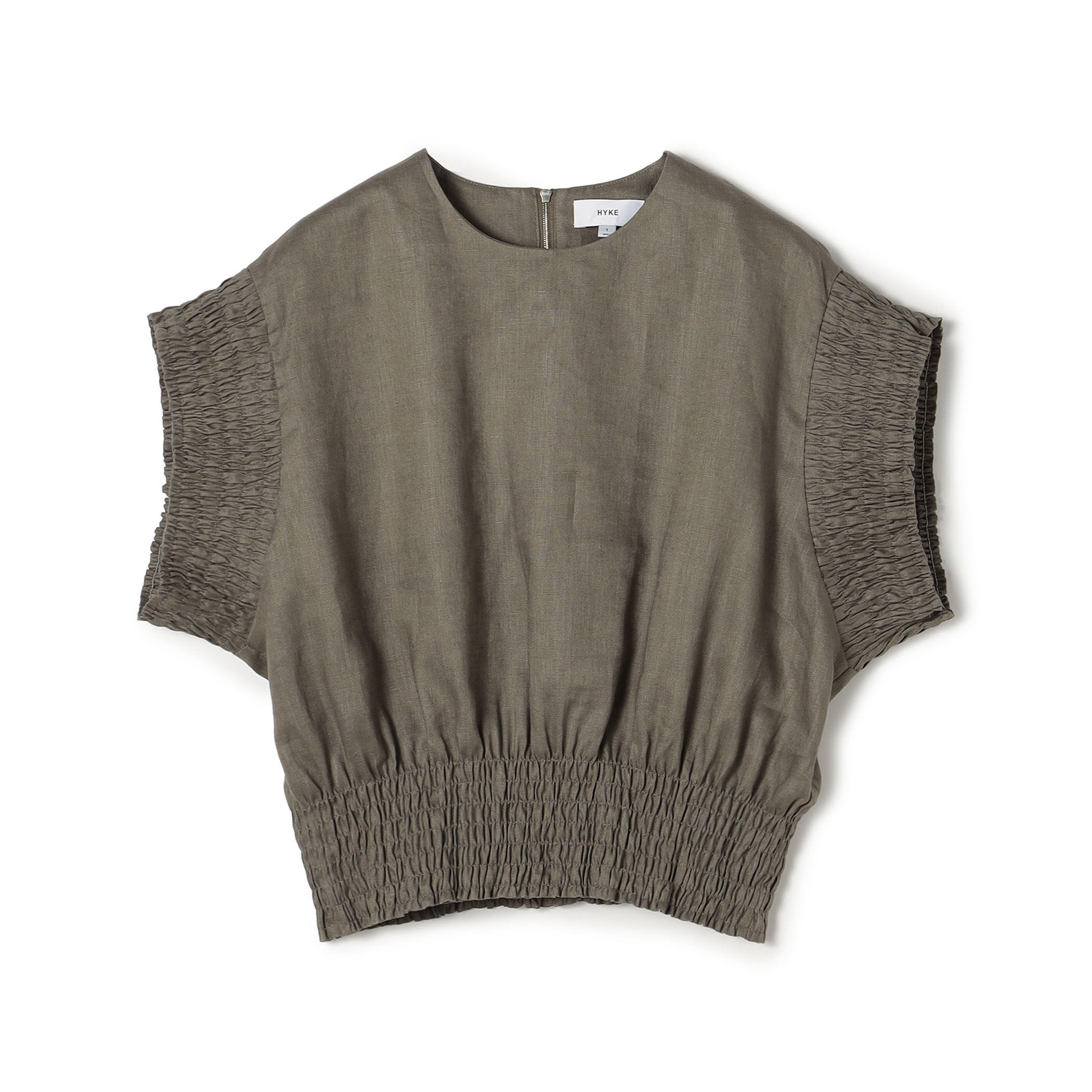 HYKE LINEN SHIRRED BLOUSE リネン シャーリングブラウス