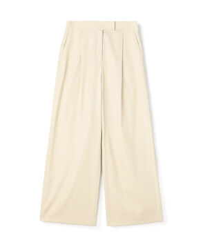 コットンギャバジン タックワイドパンツ