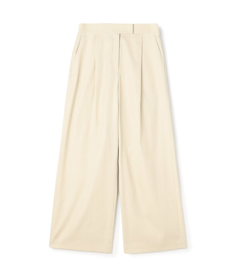 コットンギャバジン タックワイドパンツ