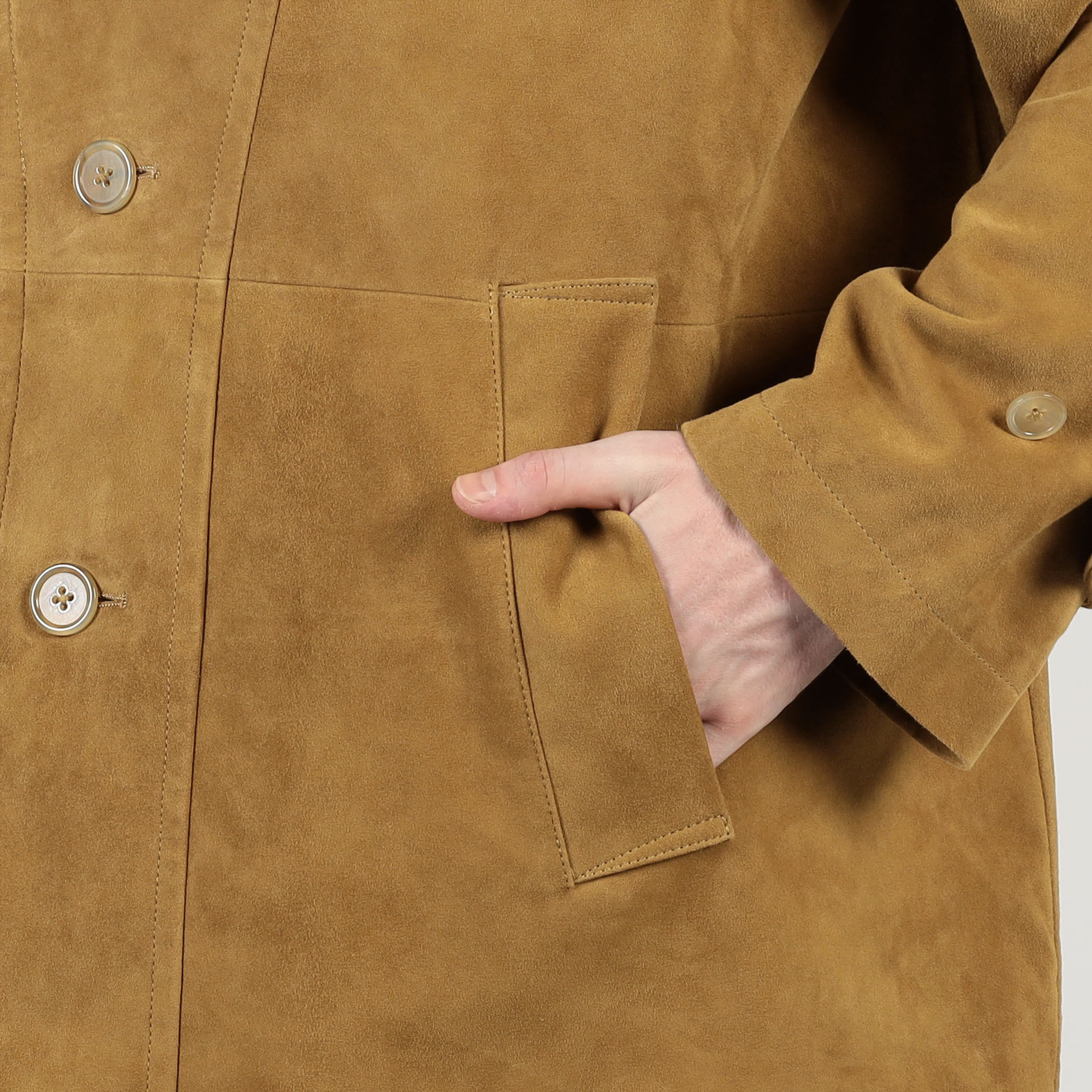 ゴートスウェード シングルブレステッド ハーフコート