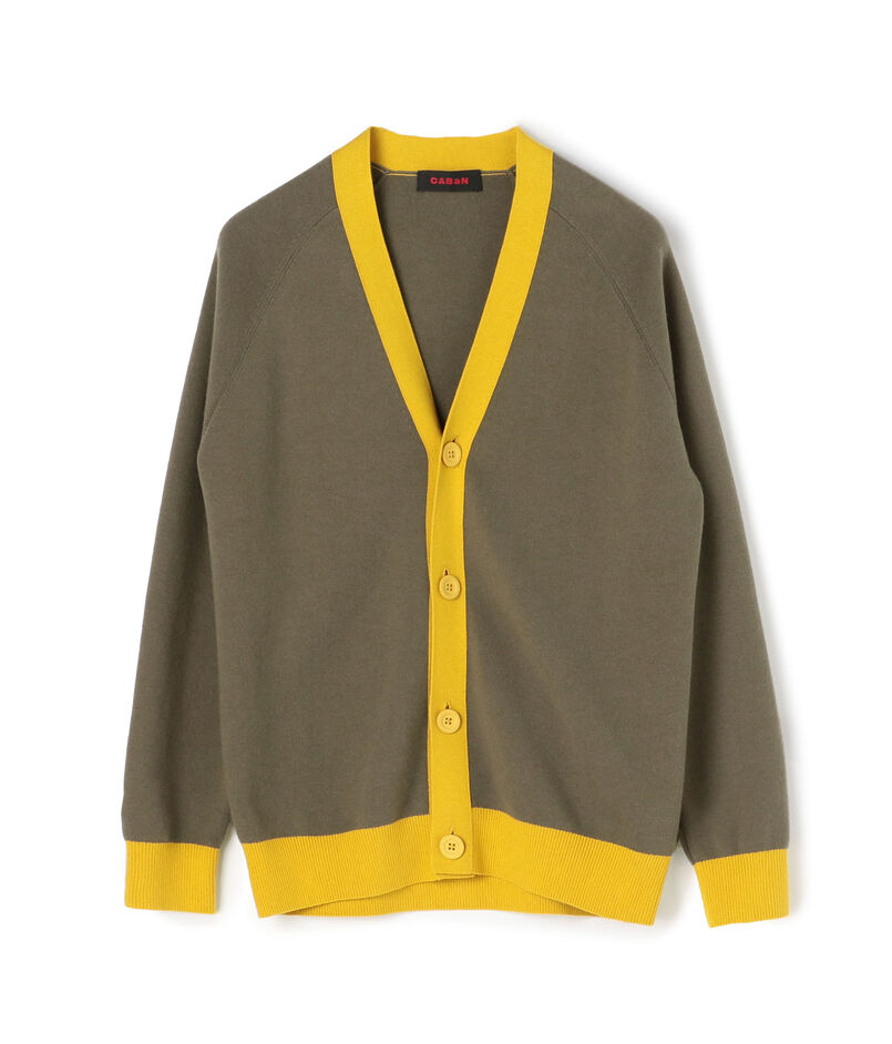 CABaN コットンカシミヤ バイカラーVネックカーディガン  