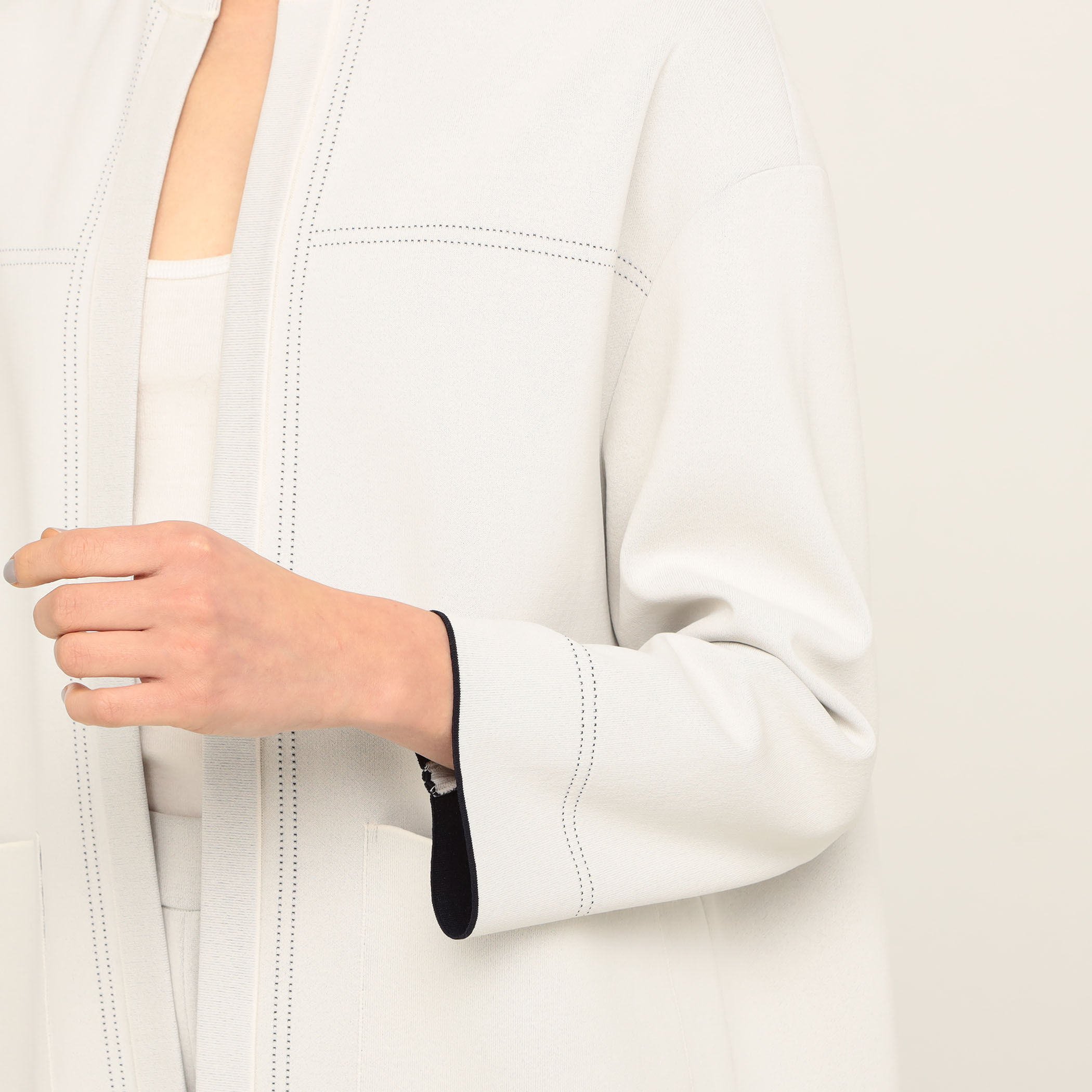 ダブルフェイスドットステッチ フロントオープンカーディガン