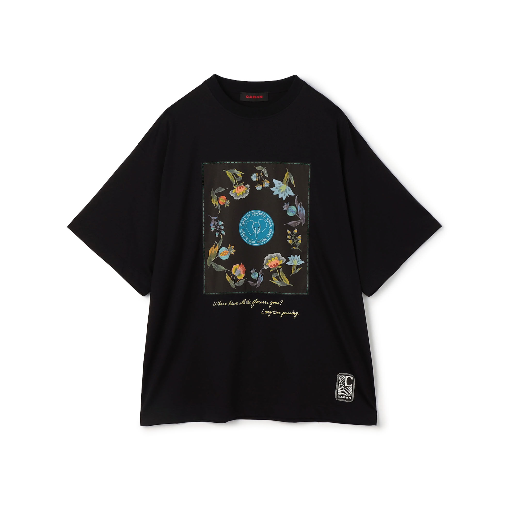CABaN スビンコットン フラワーサークルプリントTシャツ