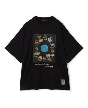 CABaN スビンコットン フラワーサークルプリントＴシャツ