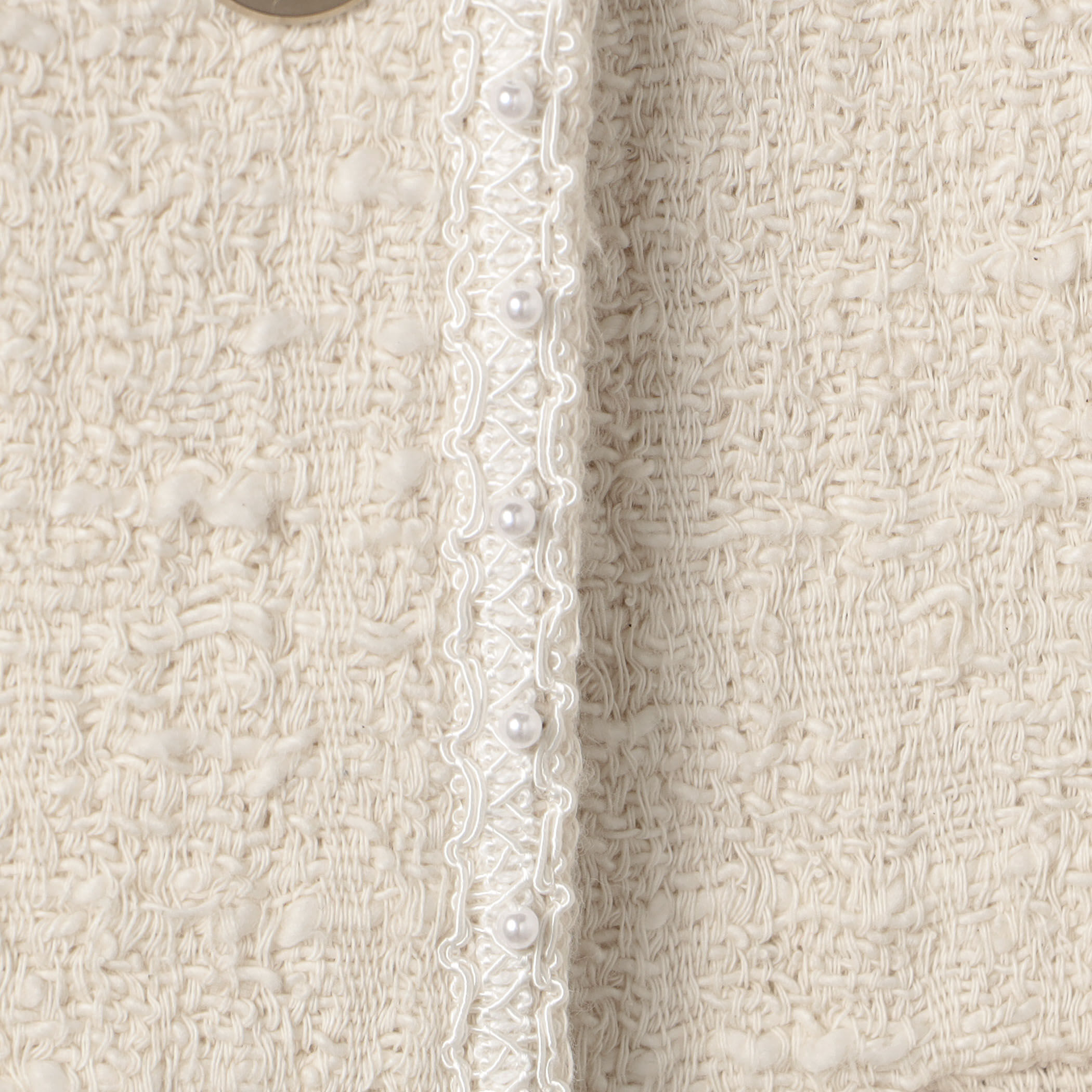 スラブコットンツイード Vクルーネックジャケット｜トゥモローランド