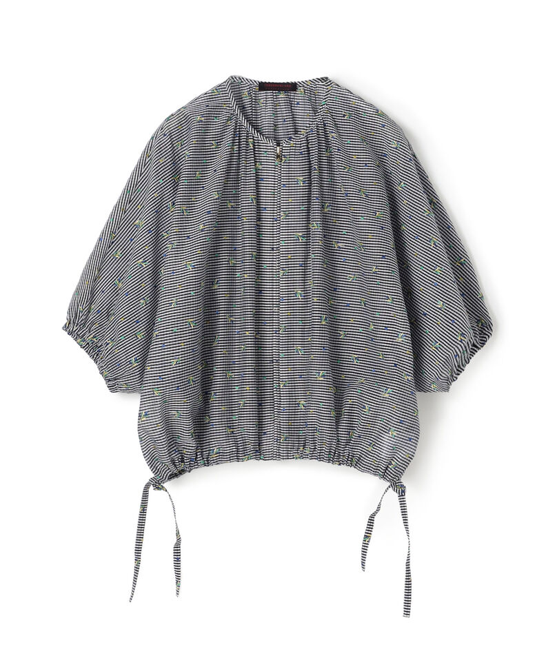 ギンガムエンブロイダリー ジップアップライトブルゾン