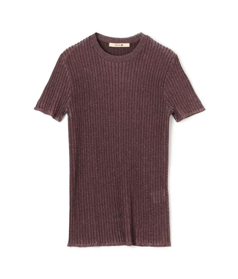 レーヨンラメ リブハーフスリーブニット