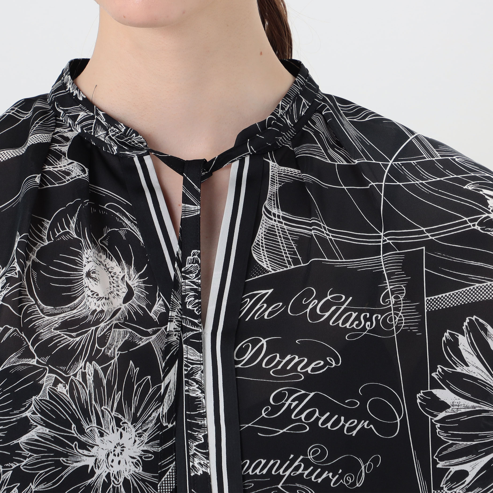 別注】manipuri for Ballsey Glass dome Flower ボウタイブラウス