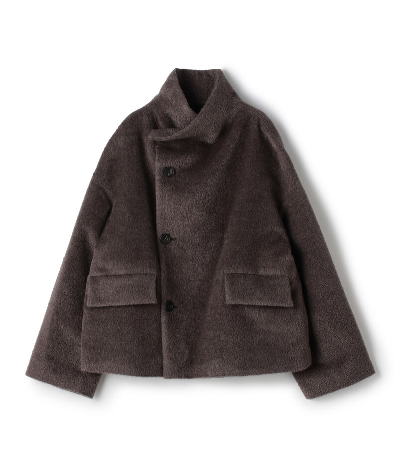 スーリーアルパカシャギー ハイネックオーバルコート