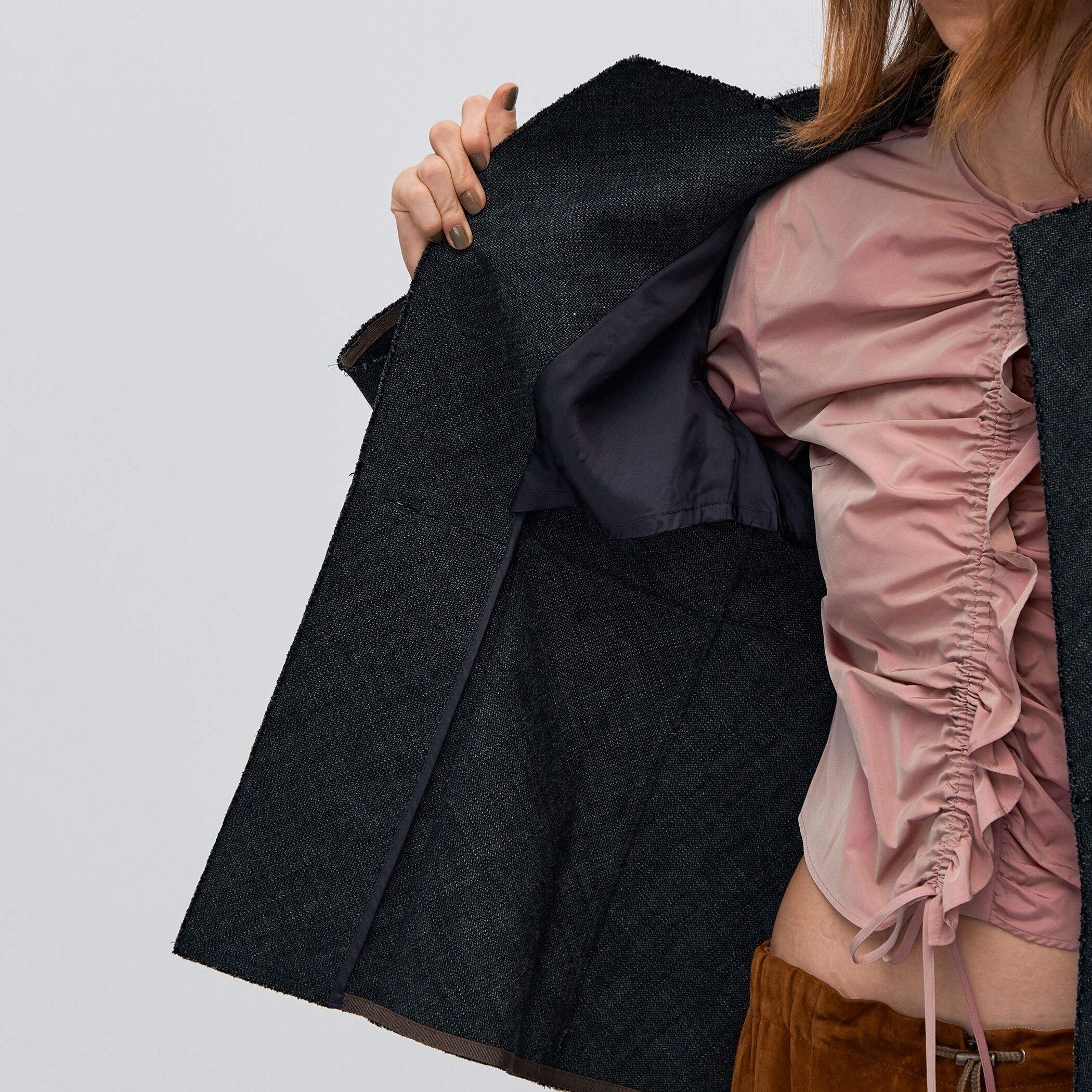 ヘリンボーンツイード ノーカラージャケット｜トゥモローランド 公式通販