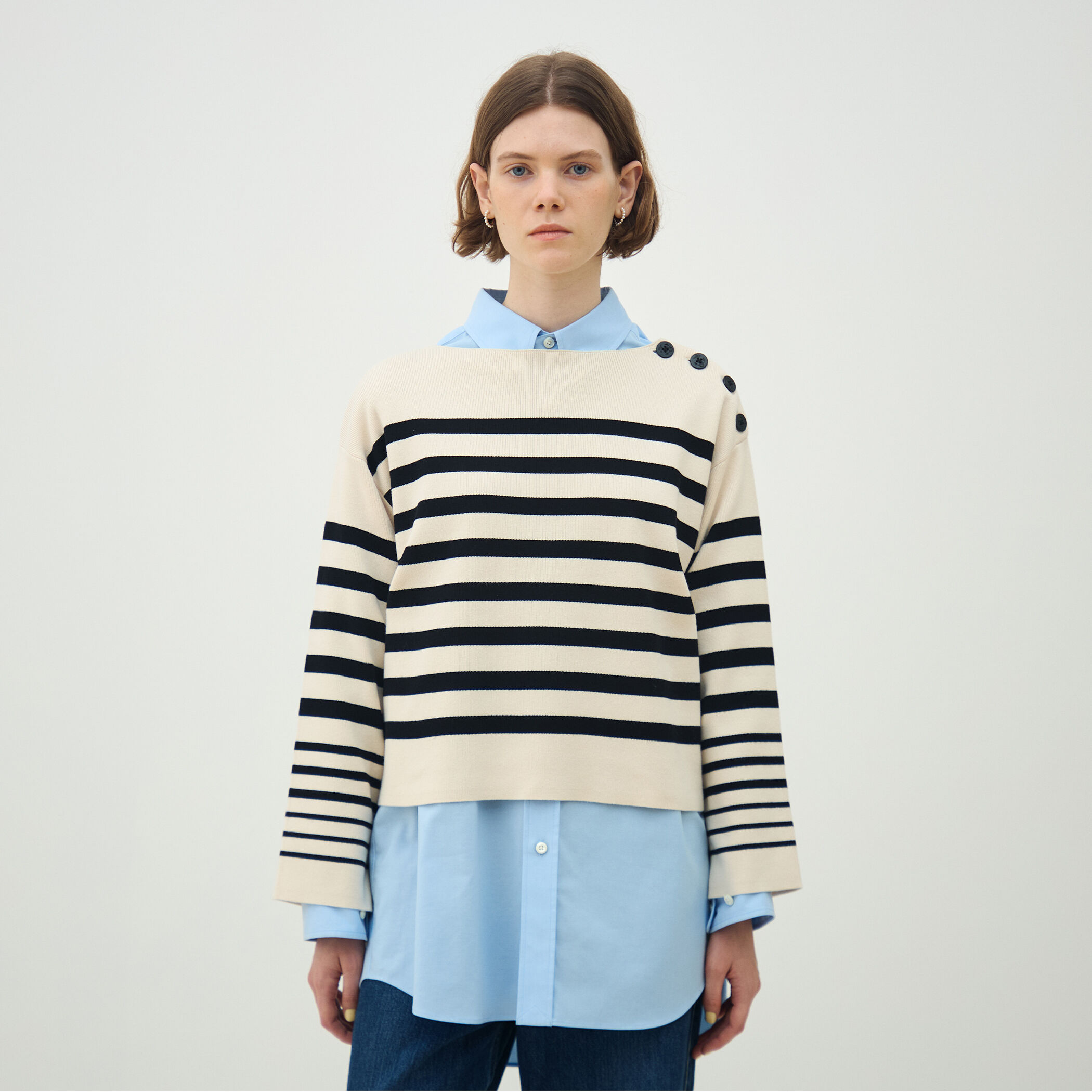 パネルボーダー ボートネックプルオーバー｜トゥモローランド 公式通販