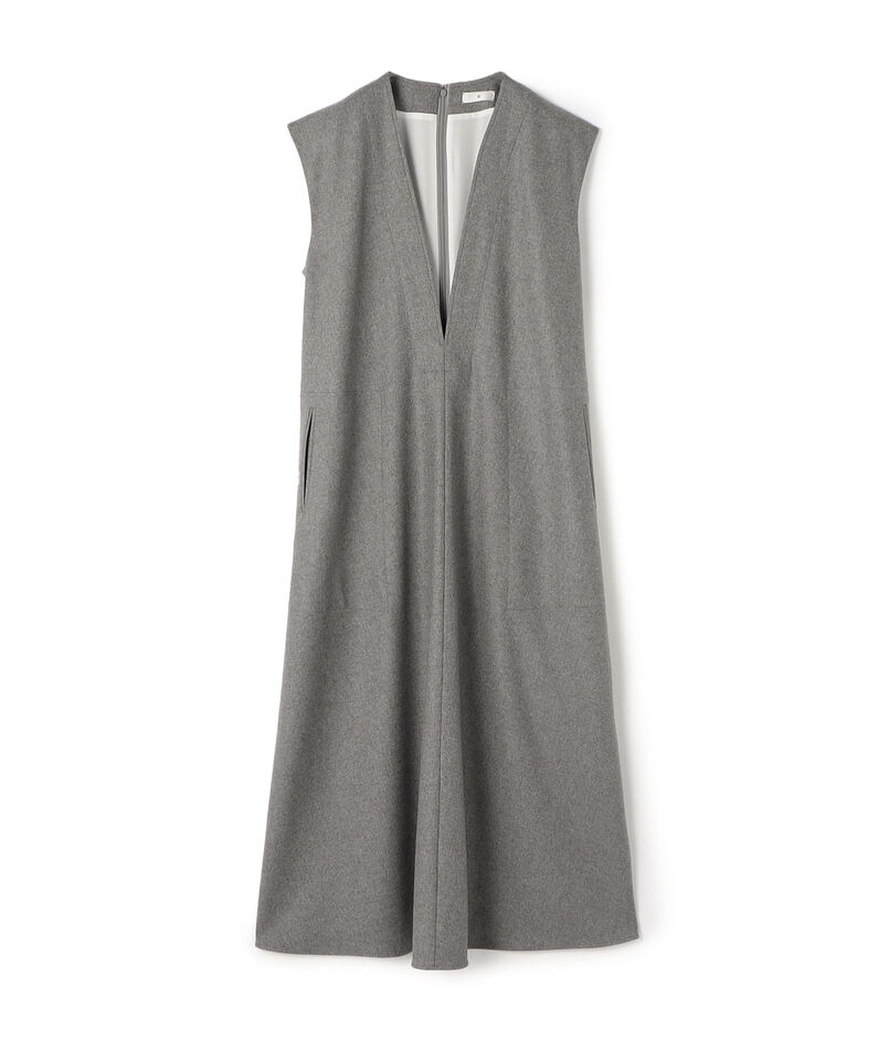 カレッジフラノ Vネックロングドレス