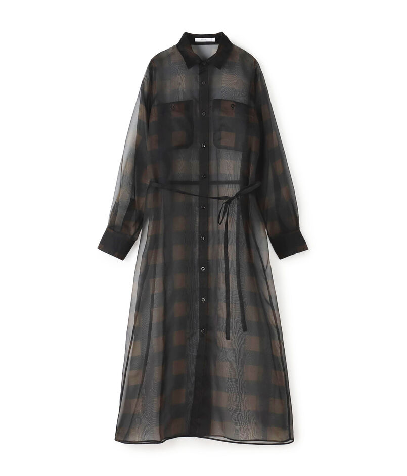 HYKE SHEER PLAID DRESS