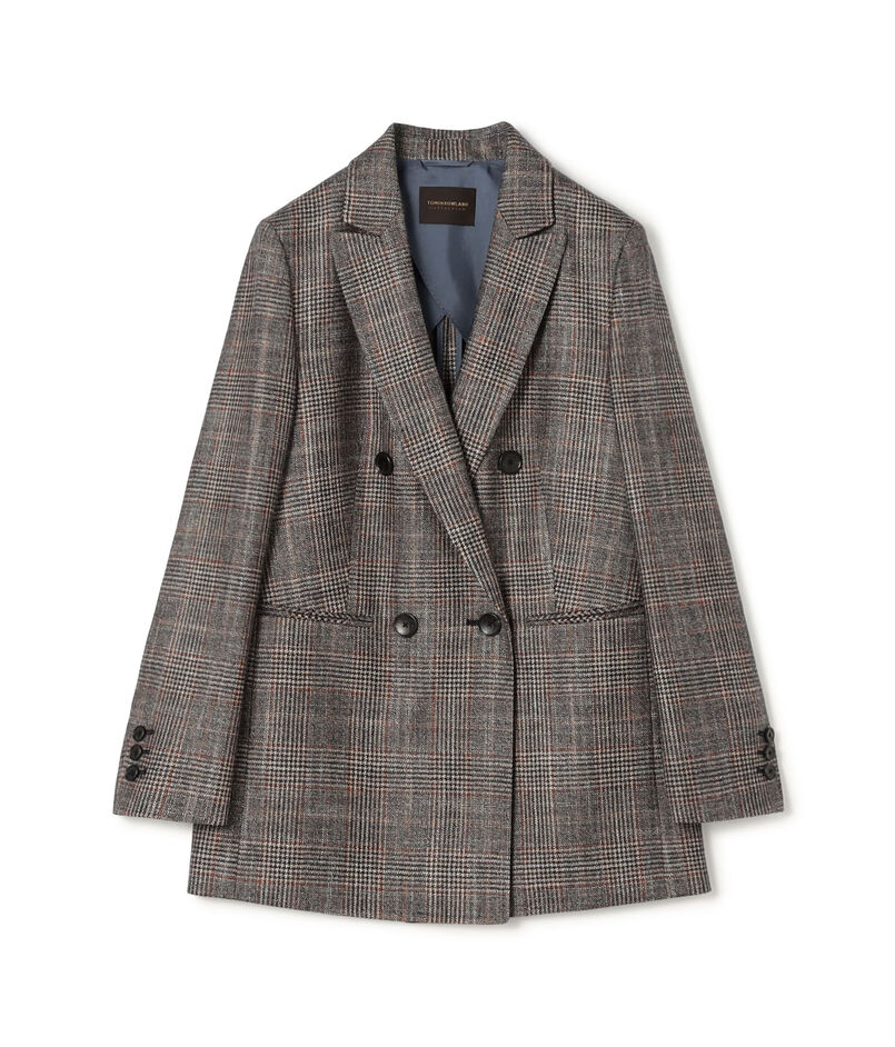 SILK AIR GLEN CHECK ダブルブレストジャケット